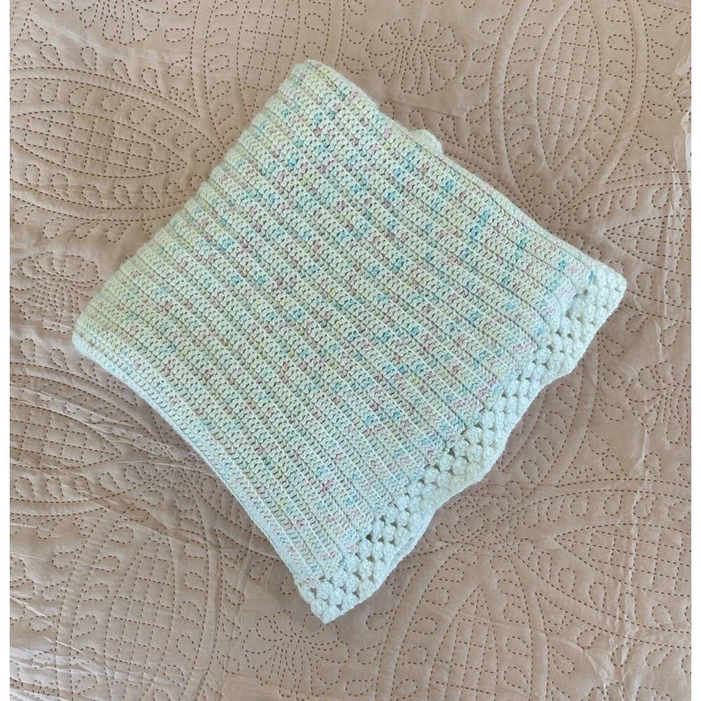 Vintage Infant Baby‎ Afghan Blanket Handmade Swaddle Wrap Keepsake Heirloom Gift